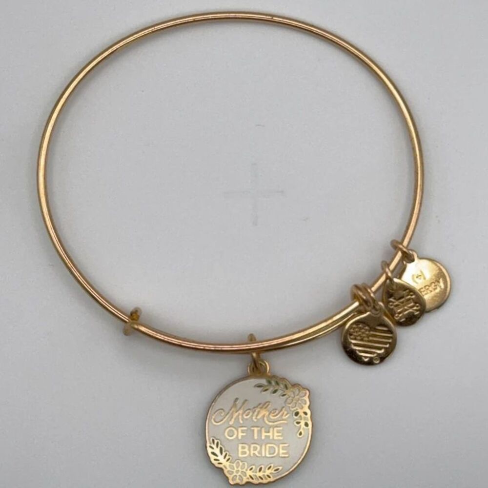Alex and Ani Mother of the Bride Expandable Charm Bangle Bracelet - Gold Tone - Picture 4 of 7